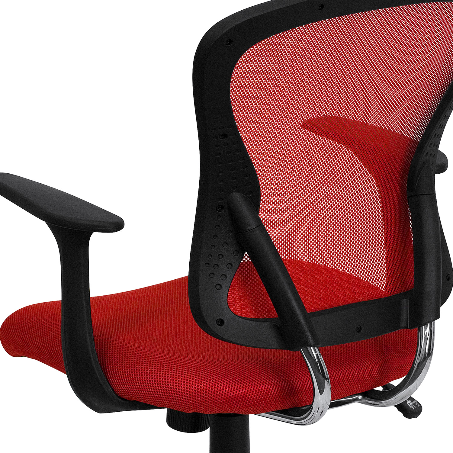 BLNK Alfred Mid-Back Mesh Swivel Task Office Chair with Chrome Base and Arms - Red