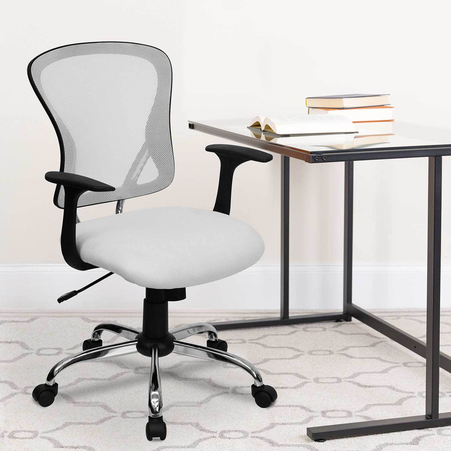 BLNK Alfred Mid-Back Mesh Swivel Task Office Chair with Chrome Base and Arms