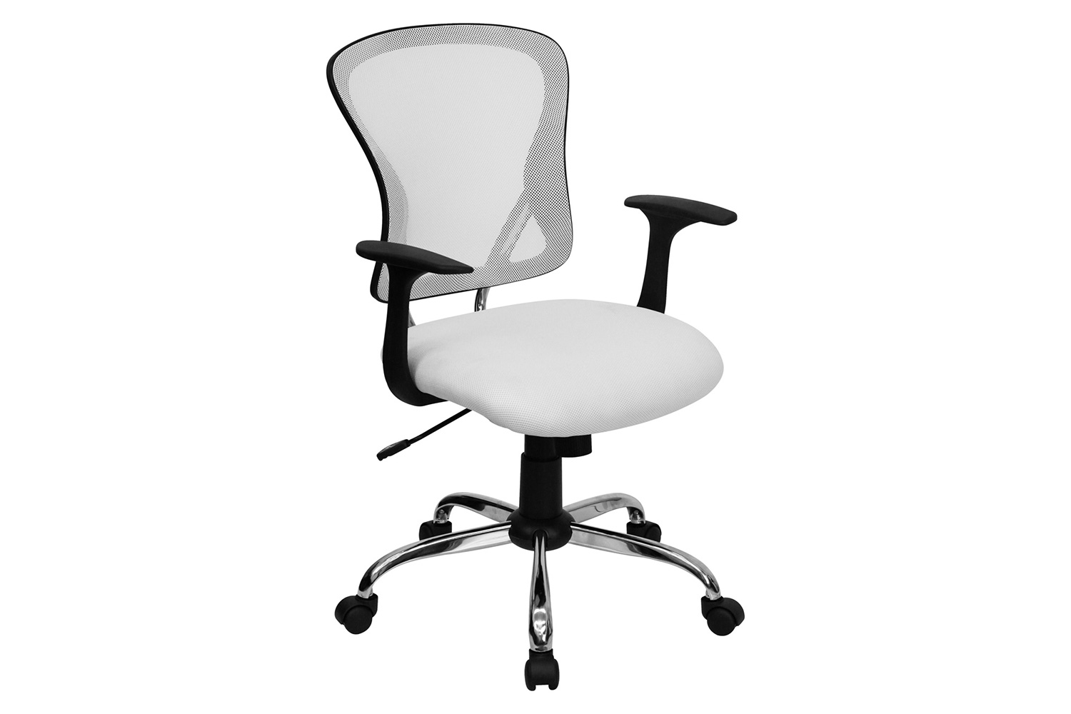 BLNK Alfred Mid-Back Mesh Swivel Task Office Chair with Chrome Base and Arms - White