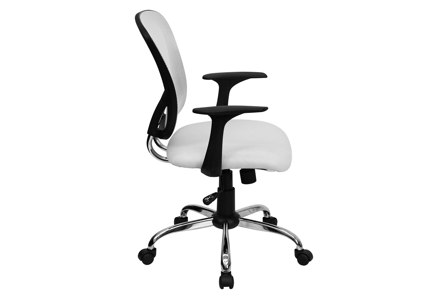 BLNK Alfred Mid-Back Mesh Swivel Task Office Chair with Chrome Base and Arms - White