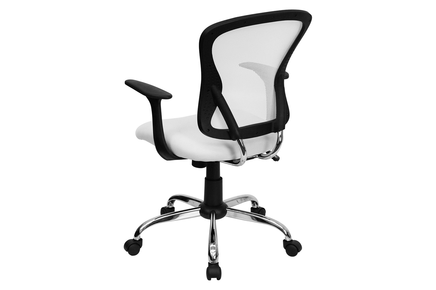 BLNK Alfred Mid-Back Mesh Swivel Task Office Chair with Chrome Base and Arms - White