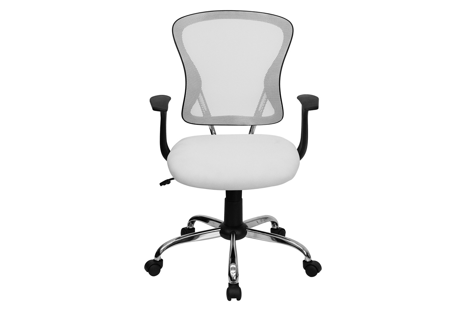 BLNK Alfred Mid-Back Mesh Swivel Task Office Chair with Chrome Base and Arms - White