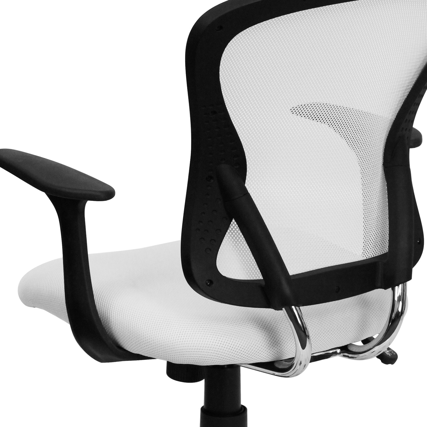 BLNK Alfred Mid-Back Mesh Swivel Task Office Chair with Chrome Base and Arms - White