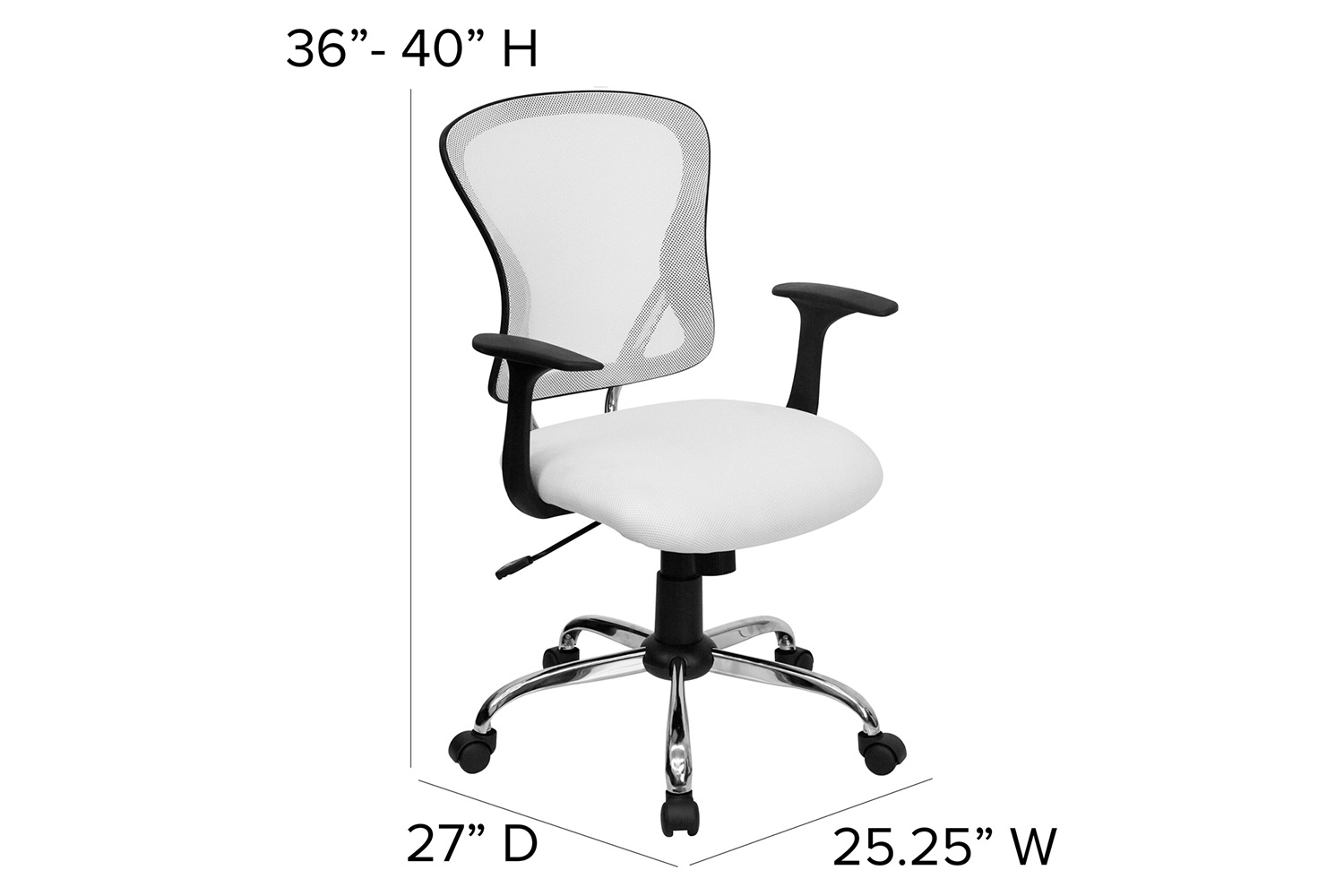 BLNK Alfred Mid-Back Mesh Swivel Task Office Chair with Chrome Base and Arms - White