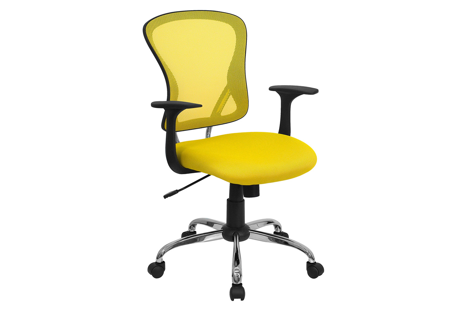 BLNK Alfred Mid-Back Mesh Swivel Task Office Chair with Chrome Base and Arms - Yellow