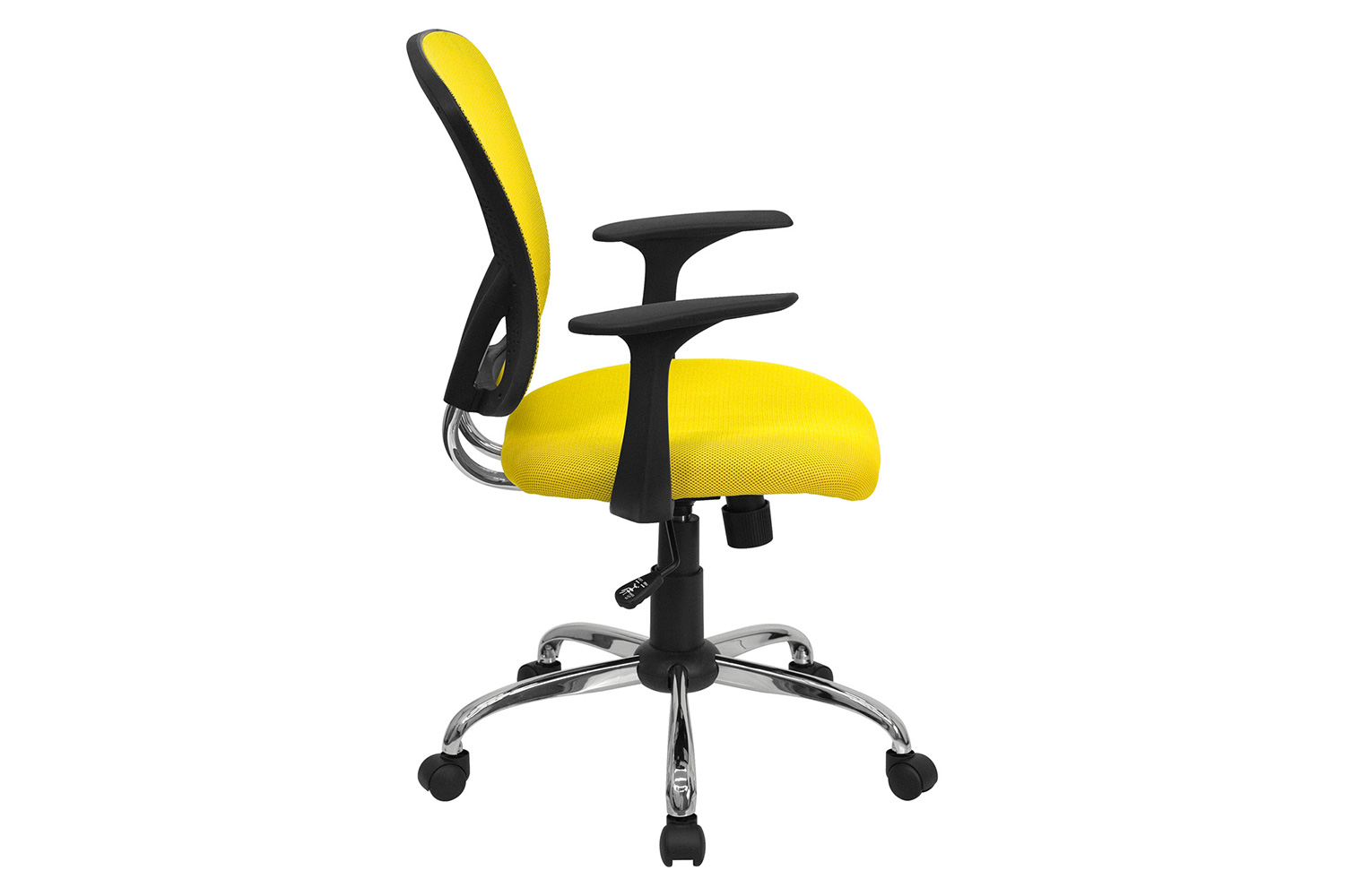 BLNK Alfred Mid-Back Mesh Swivel Task Office Chair with Chrome Base and Arms - Yellow