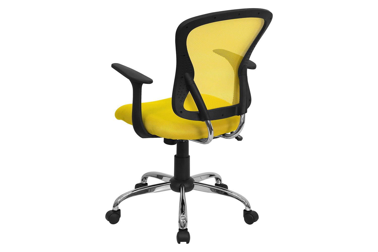 BLNK Alfred Mid-Back Mesh Swivel Task Office Chair with Chrome Base and Arms - Yellow