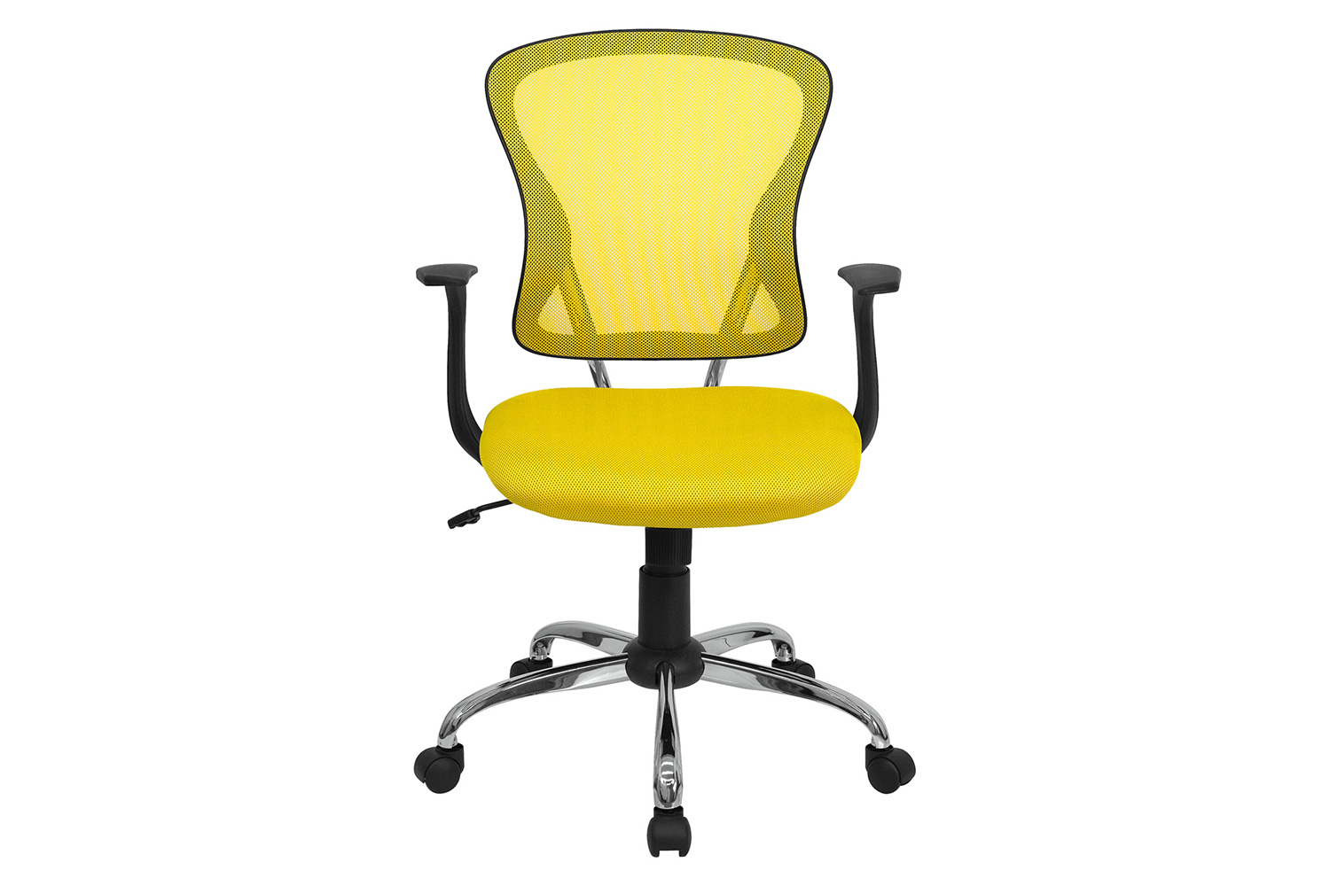 BLNK Alfred Mid-Back Mesh Swivel Task Office Chair with Chrome Base and Arms - Yellow