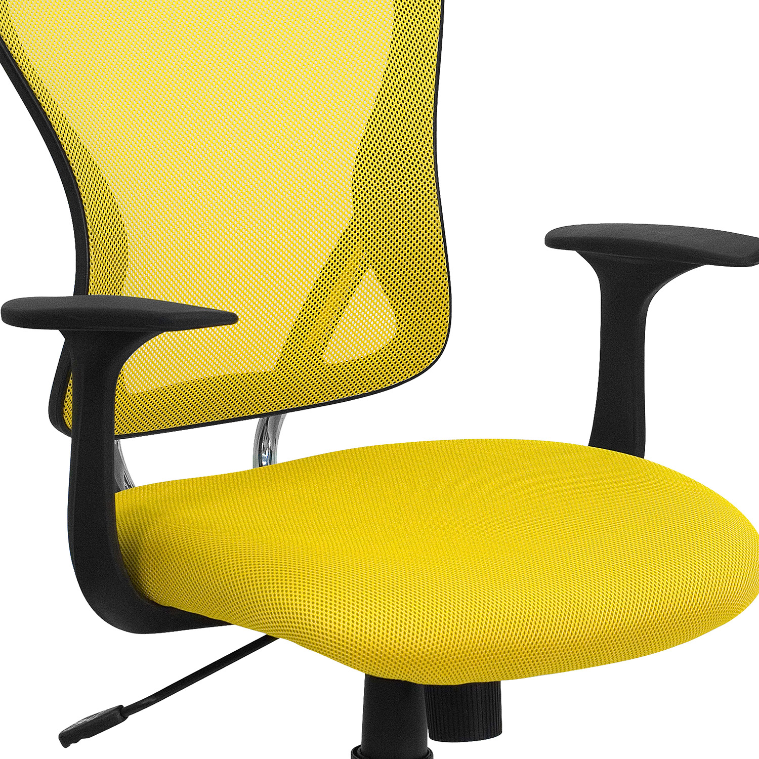 BLNK Alfred Mid-Back Mesh Swivel Task Office Chair with Chrome Base and Arms - Yellow