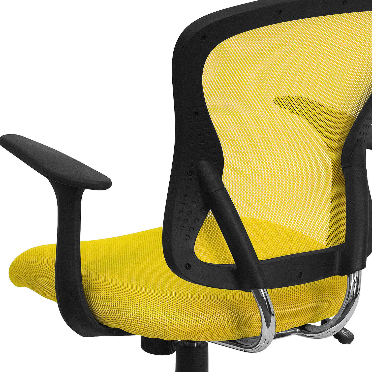 BLNK Alfred Mid-Back Mesh Swivel Task Office Chair with Chrome Base and Arms - Yellow