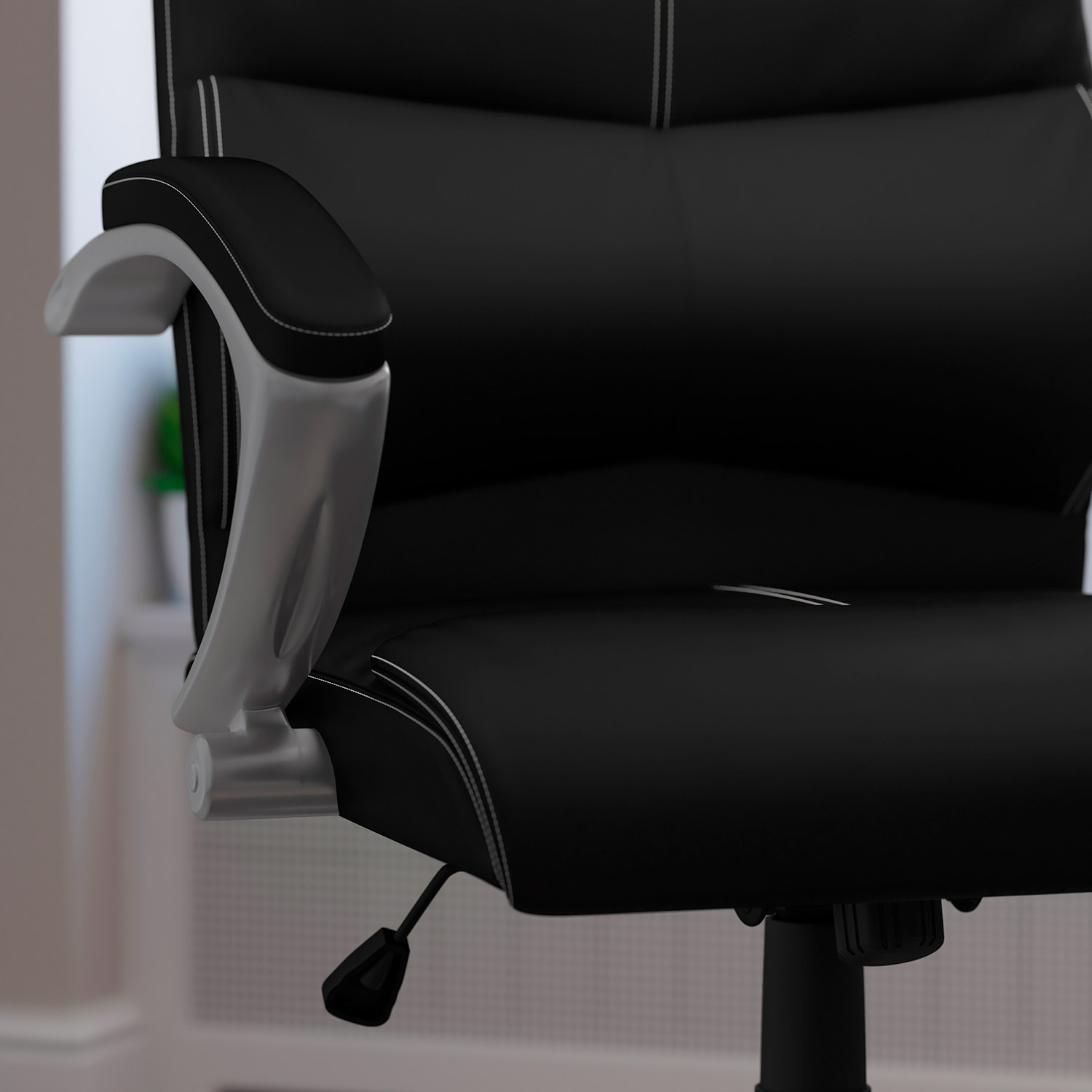 BLNK - Karen LeatherSoft High-Back Executive Swivel Office Chair with Curved Headrest and White Line Stitching