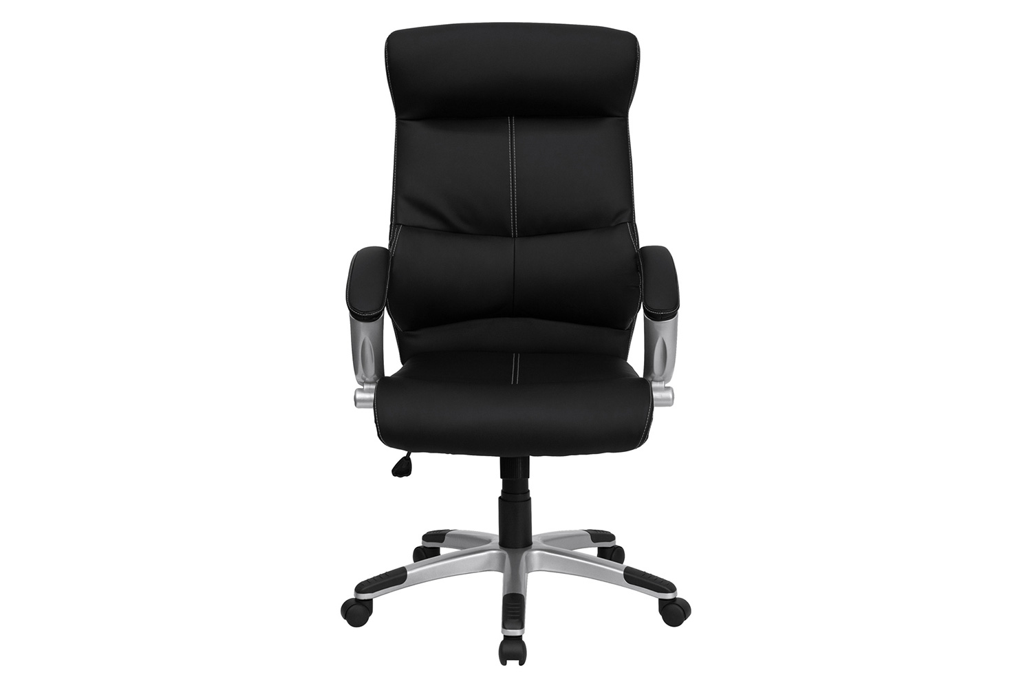 BLNK - Karen LeatherSoft High-Back Executive Swivel Office Chair with Curved Headrest and White Line Stitching