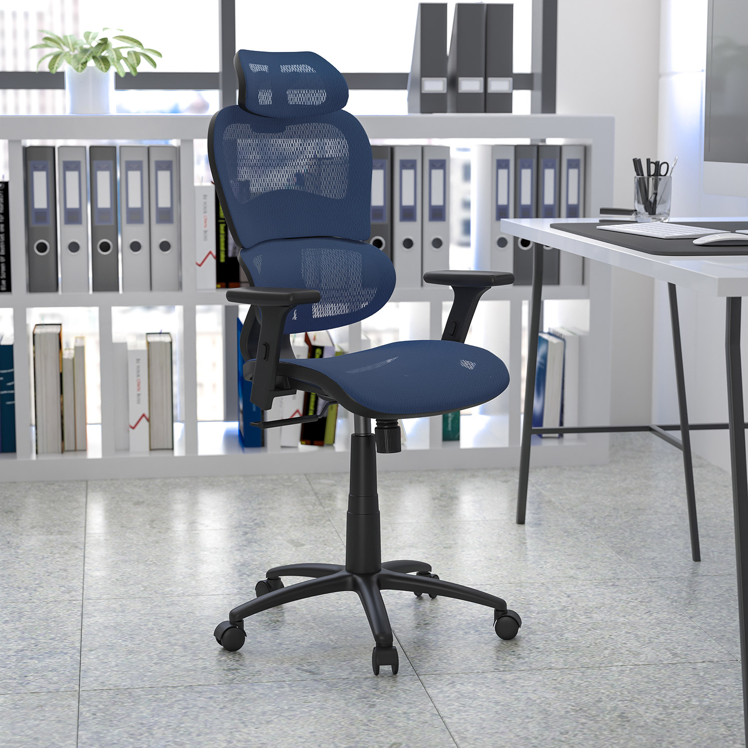 BLNK LO Ergonomic Mesh Office Chair with 2-to-1 Synchro-Tilt, Adjustable Headrest, Lumbar Support, and Adjustable Pivot Arms