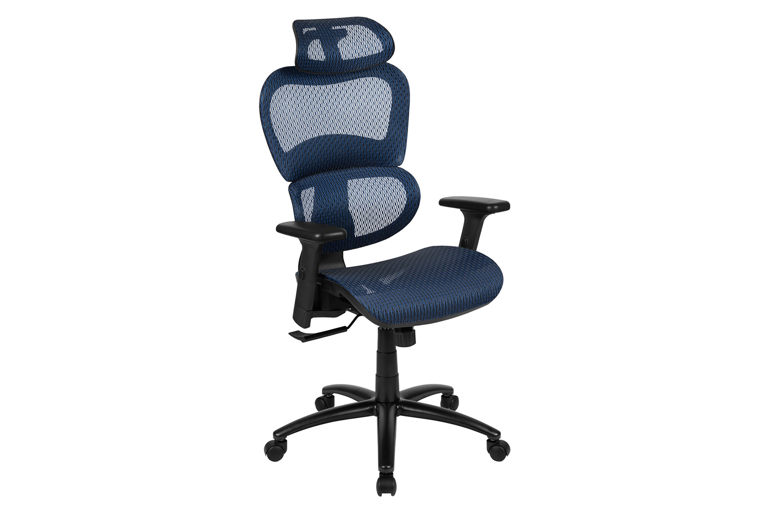 BLNK LO Ergonomic Mesh Office Chair with 2-to-1 Synchro-Tilt, Adjustable Headrest, Lumbar Support, and Adjustable Pivot Arms - Blue