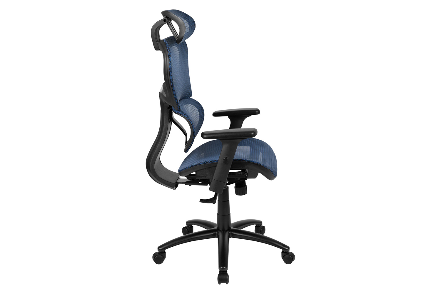 BLNK LO Ergonomic Mesh Office Chair with 2-to-1 Synchro-Tilt, Adjustable Headrest, Lumbar Support, and Adjustable Pivot Arms - Blue