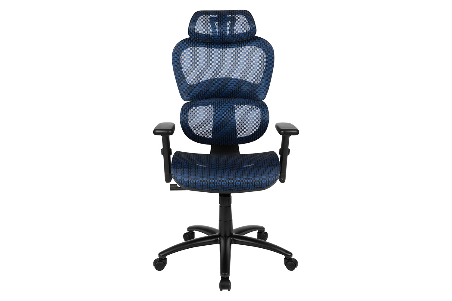 BLNK LO Ergonomic Mesh Office Chair with 2-to-1 Synchro-Tilt, Adjustable Headrest, Lumbar Support, and Adjustable Pivot Arms - Blue