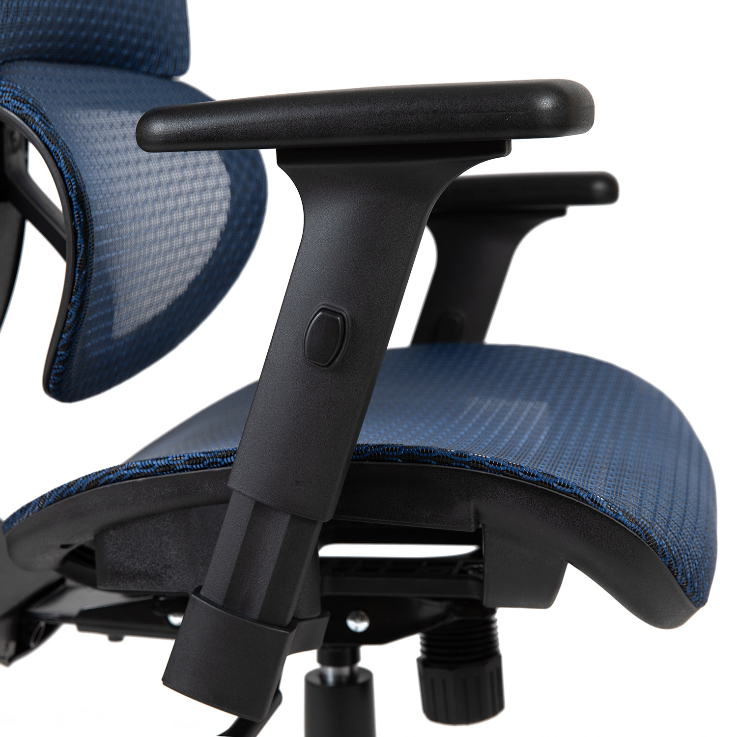 BLNK LO Ergonomic Mesh Office Chair with 2-to-1 Synchro-Tilt, Adjustable Headrest, Lumbar Support, and Adjustable Pivot Arms - Blue