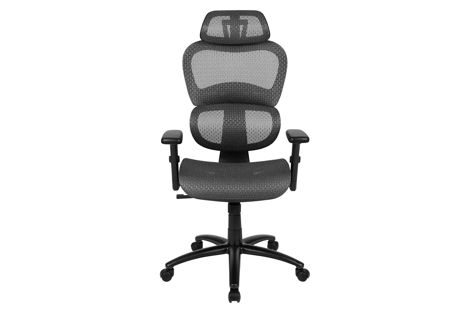 BLNK LO Ergonomic Mesh Office Chair with 2-to-1 Synchro-Tilt, Adjustable Headrest, Lumbar Support, and Adjustable Pivot Arms - Gray