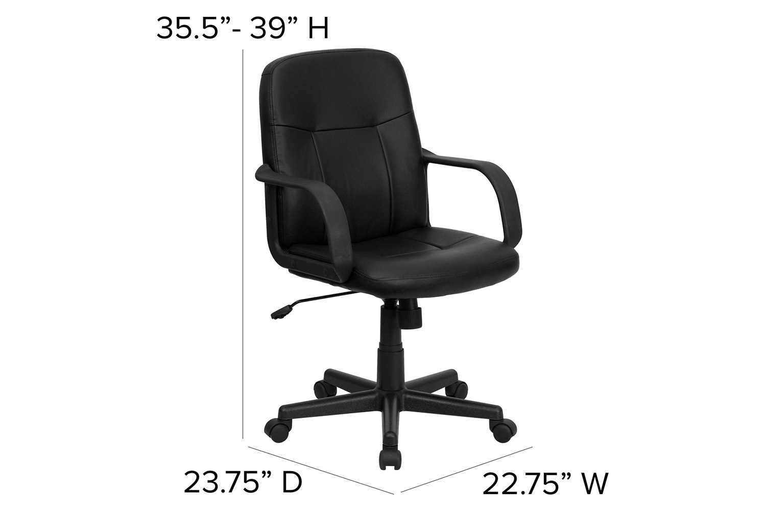 BLNK - Paulson Glove Vinyl Mid-Back Executive Swivel Office Chair with Arms