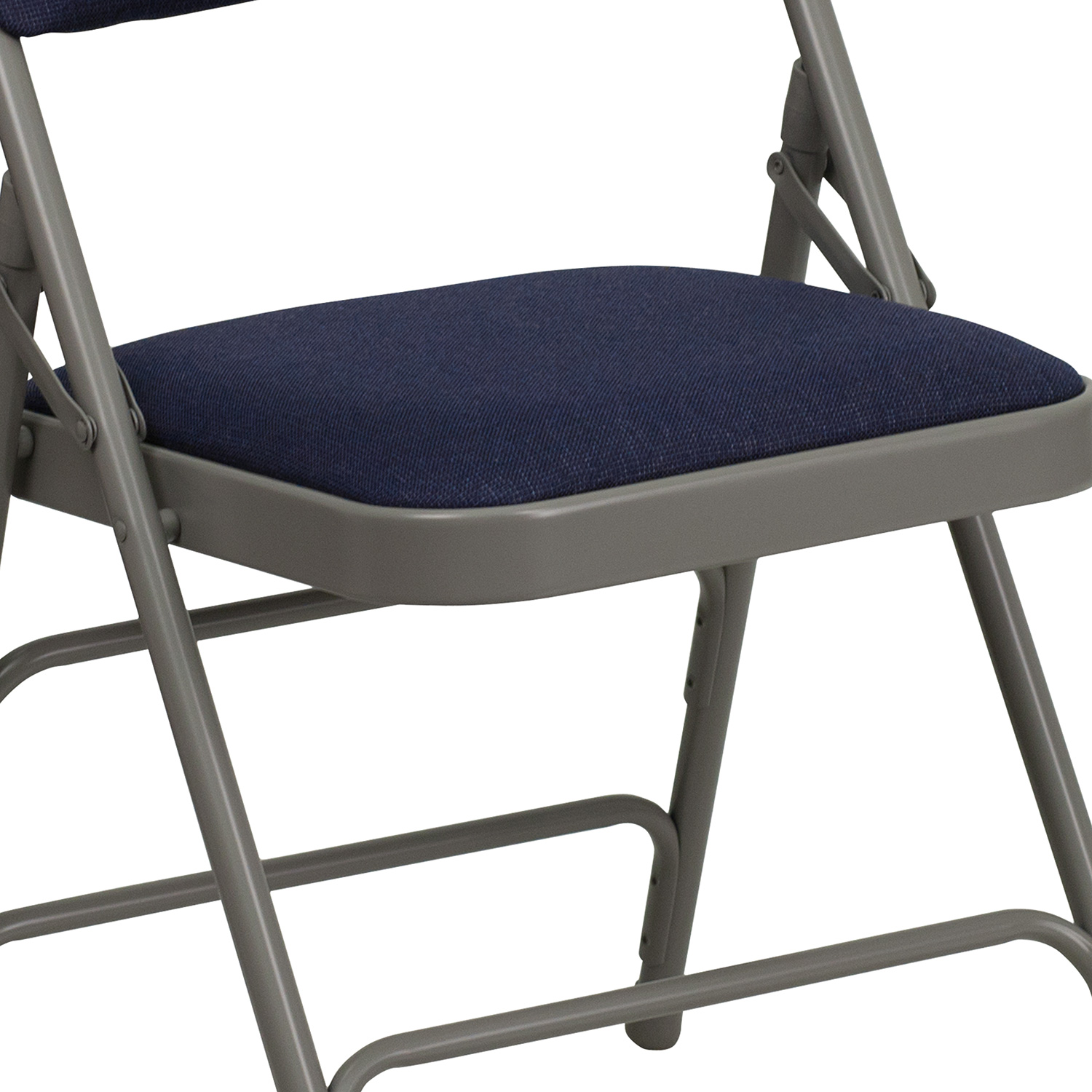 BLNK™ HERCULES Series Fabric Curved Triple Braced and Double Hinged Metal Folding Chair - Navy