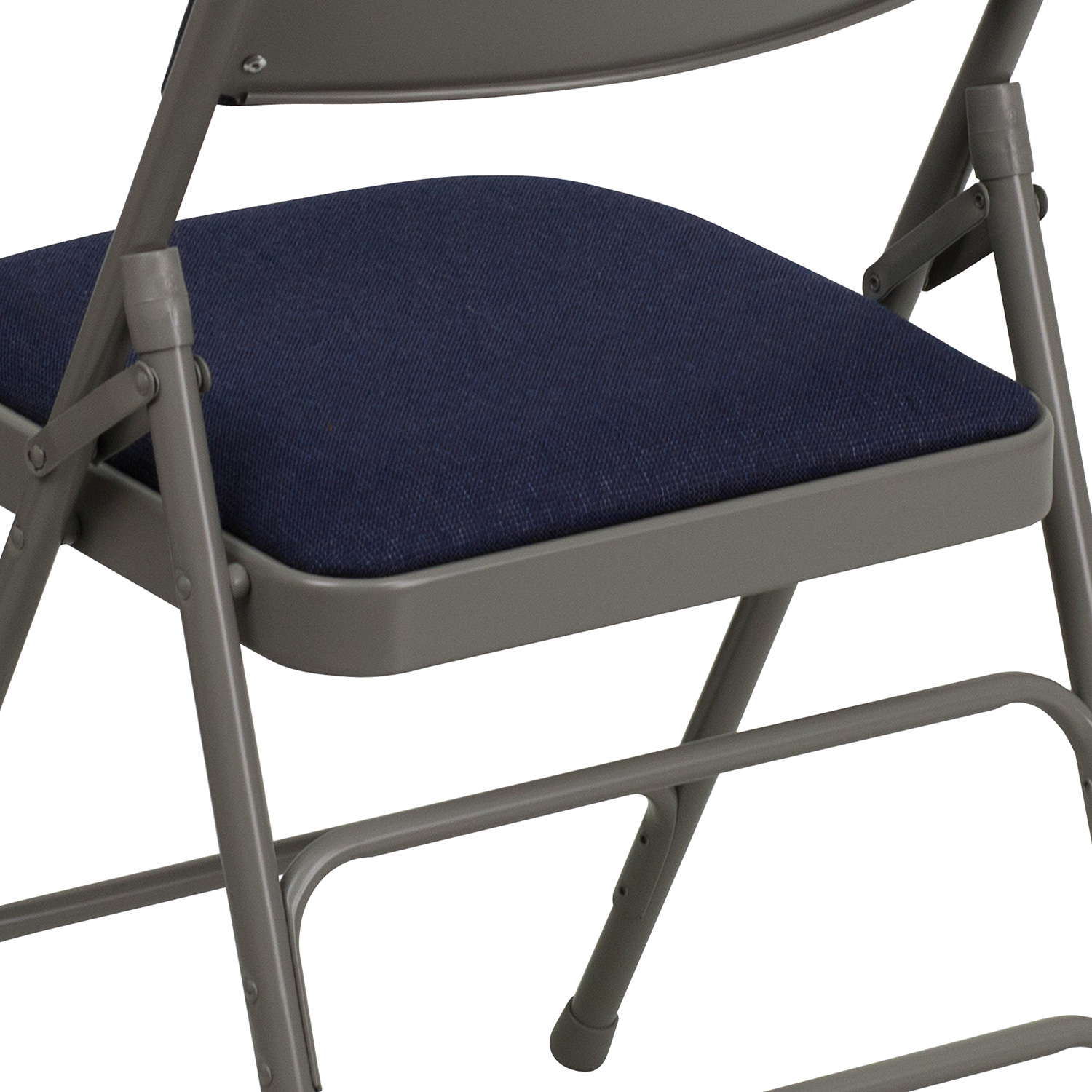 BLNK™ HERCULES Series Fabric Curved Triple Braced and Double Hinged Metal Folding Chair - Navy