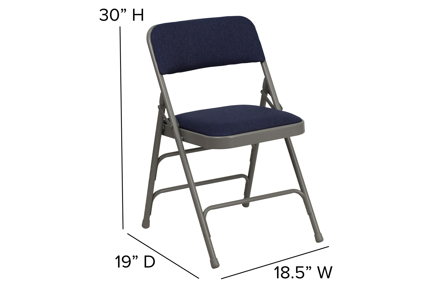 BLNK™ HERCULES Series Fabric Curved Triple Braced and Double Hinged Metal Folding Chair - Navy