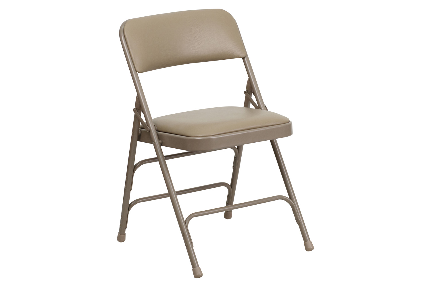 BLNK HERCULES Series Vinyl Curved Triple Braced and Double Hinged Metal Folding Chair - Beige