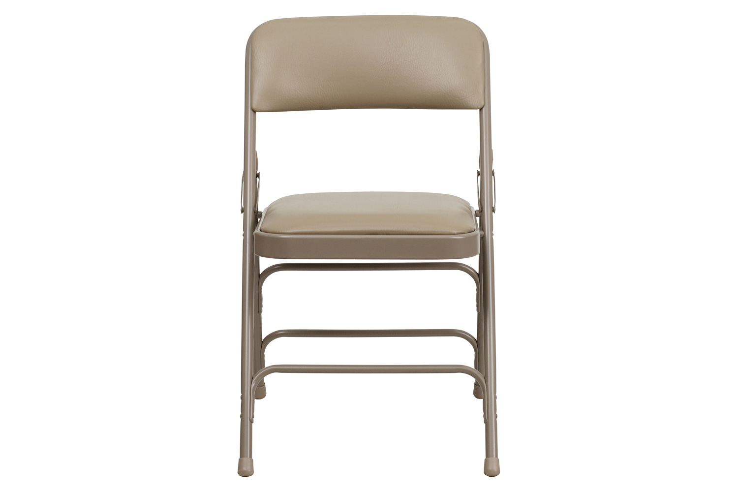 BLNK HERCULES Series Vinyl Curved Triple Braced and Double Hinged Metal Folding Chair - Beige