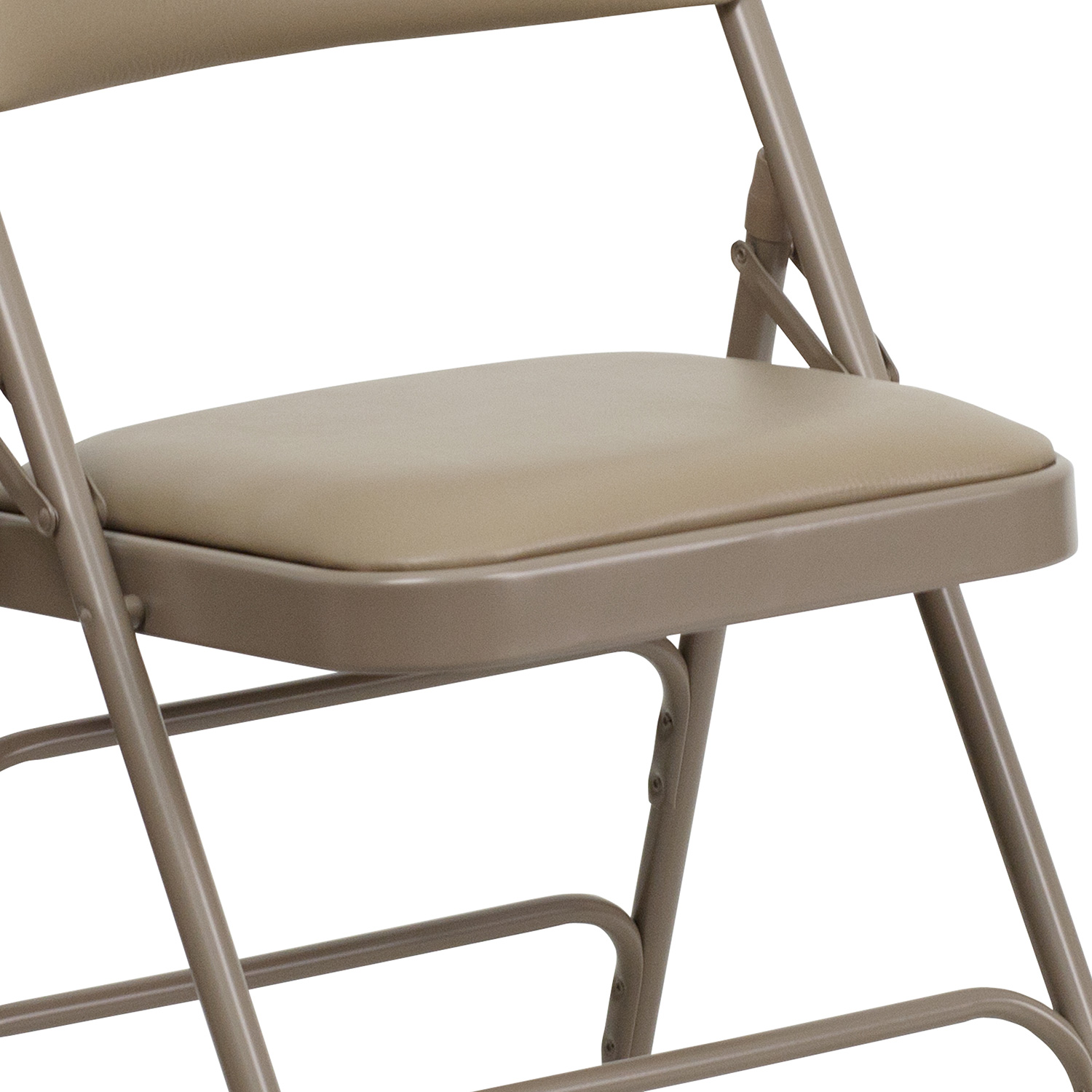 BLNK HERCULES Series Vinyl Curved Triple Braced and Double Hinged Metal Folding Chair - Beige