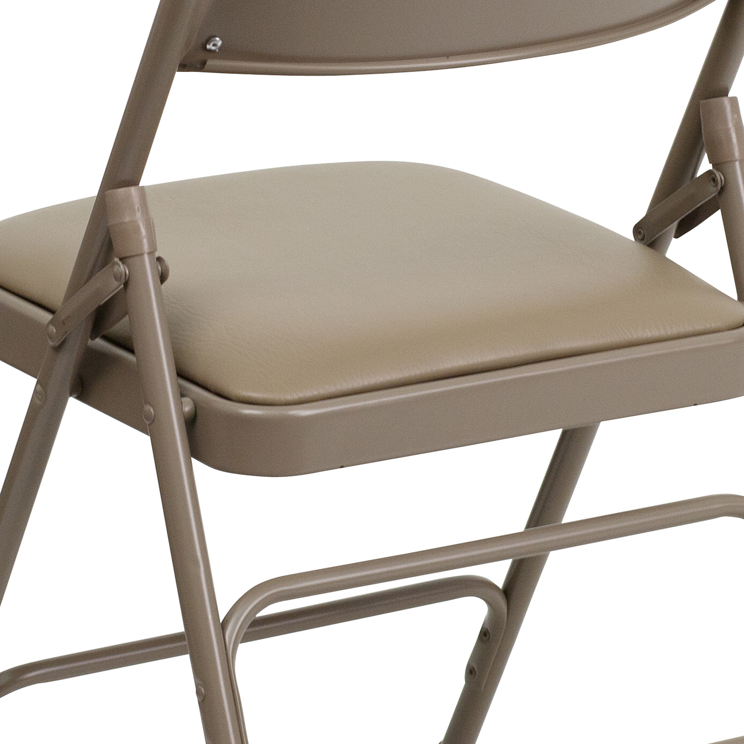 BLNK HERCULES Series Vinyl Curved Triple Braced and Double Hinged Metal Folding Chair - Beige