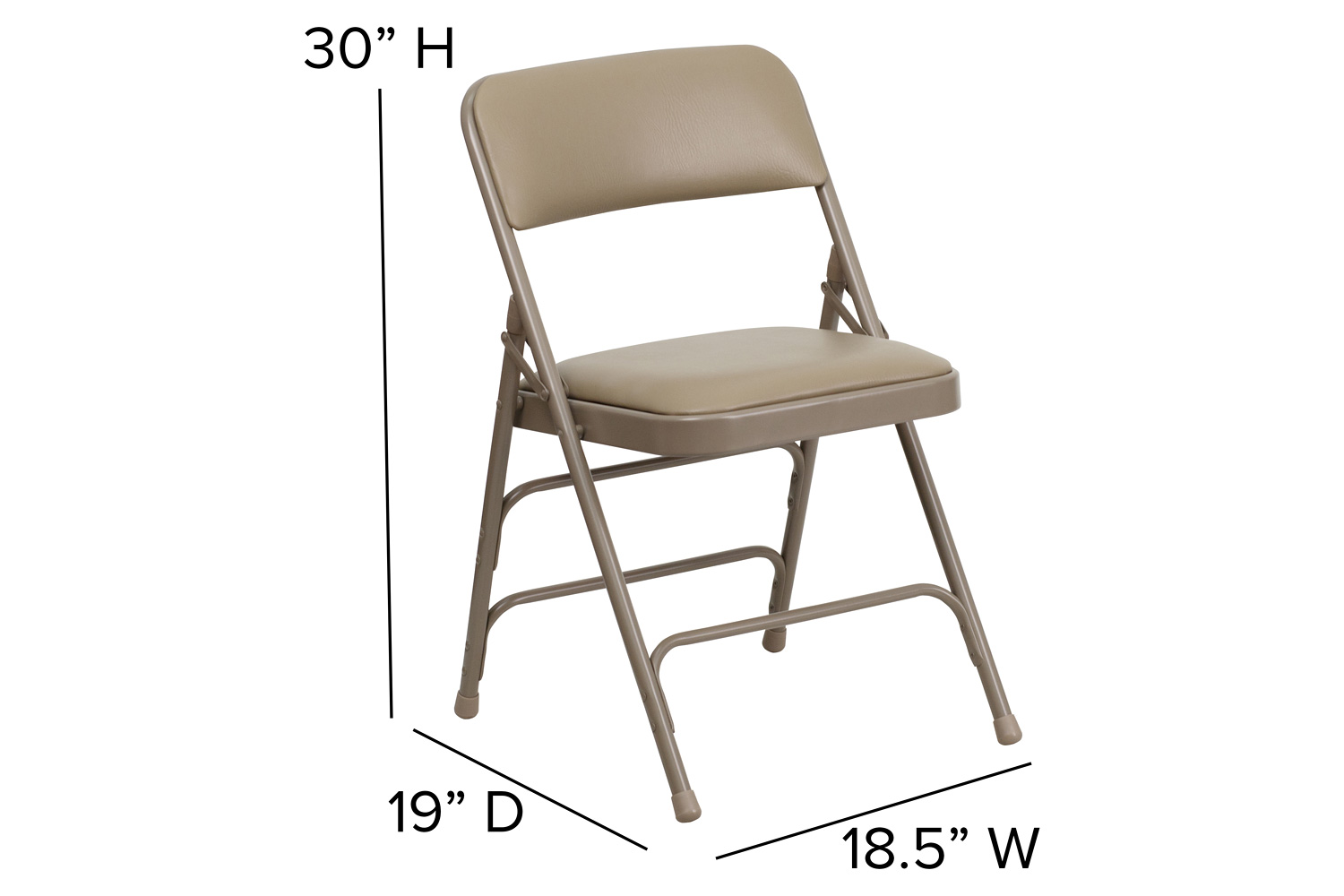 BLNK HERCULES Series Vinyl Curved Triple Braced and Double Hinged Metal Folding Chair - Beige