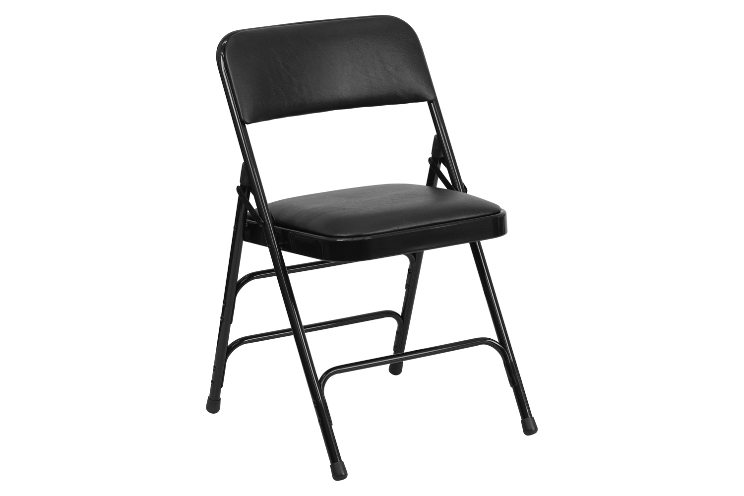 BLNK™ HERCULES Series Vinyl Curved Triple Braced and Double Hinged Metal Folding Chair - Black