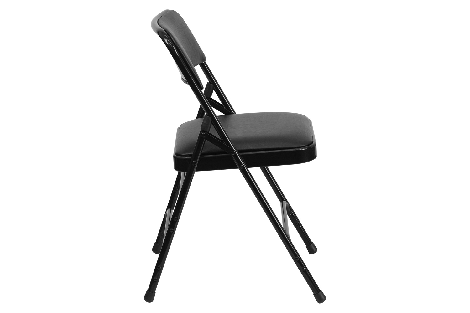 BLNK™ HERCULES Series Vinyl Curved Triple Braced and Double Hinged Metal Folding Chair - Black