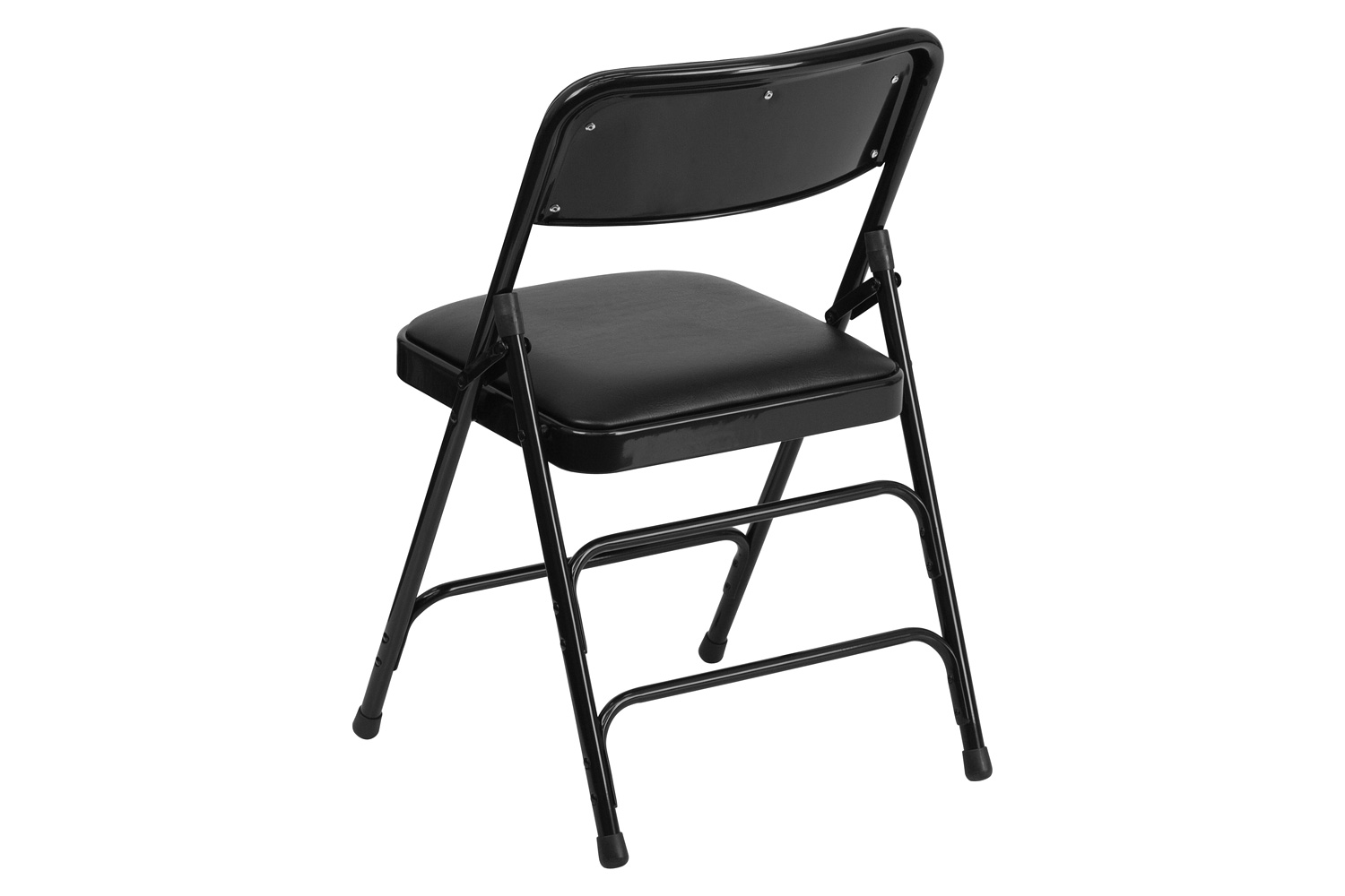 BLNK™ HERCULES Series Vinyl Curved Triple Braced and Double Hinged Metal Folding Chair - Black