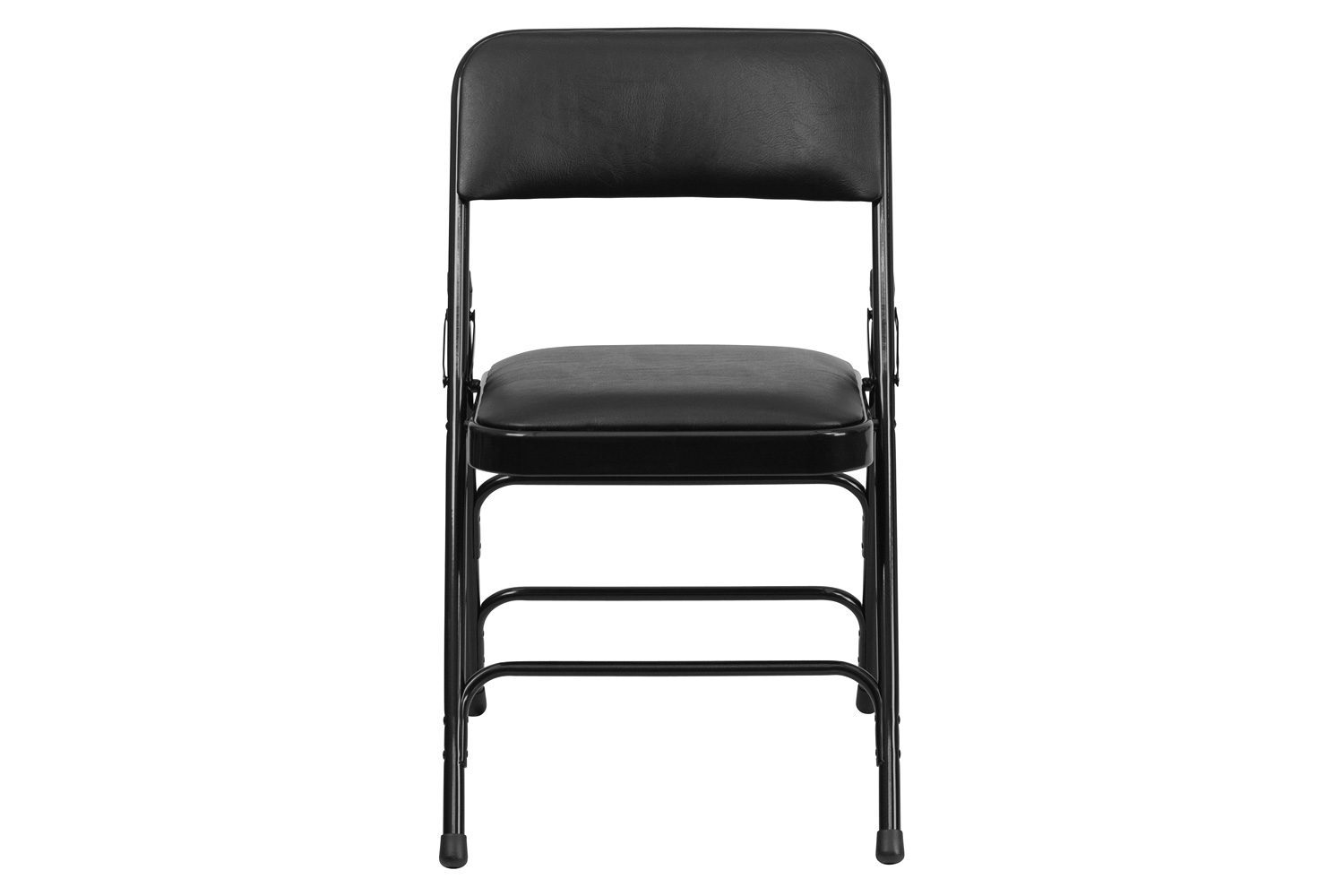 BLNK™ HERCULES Series Vinyl Curved Triple Braced and Double Hinged Metal Folding Chair - Black