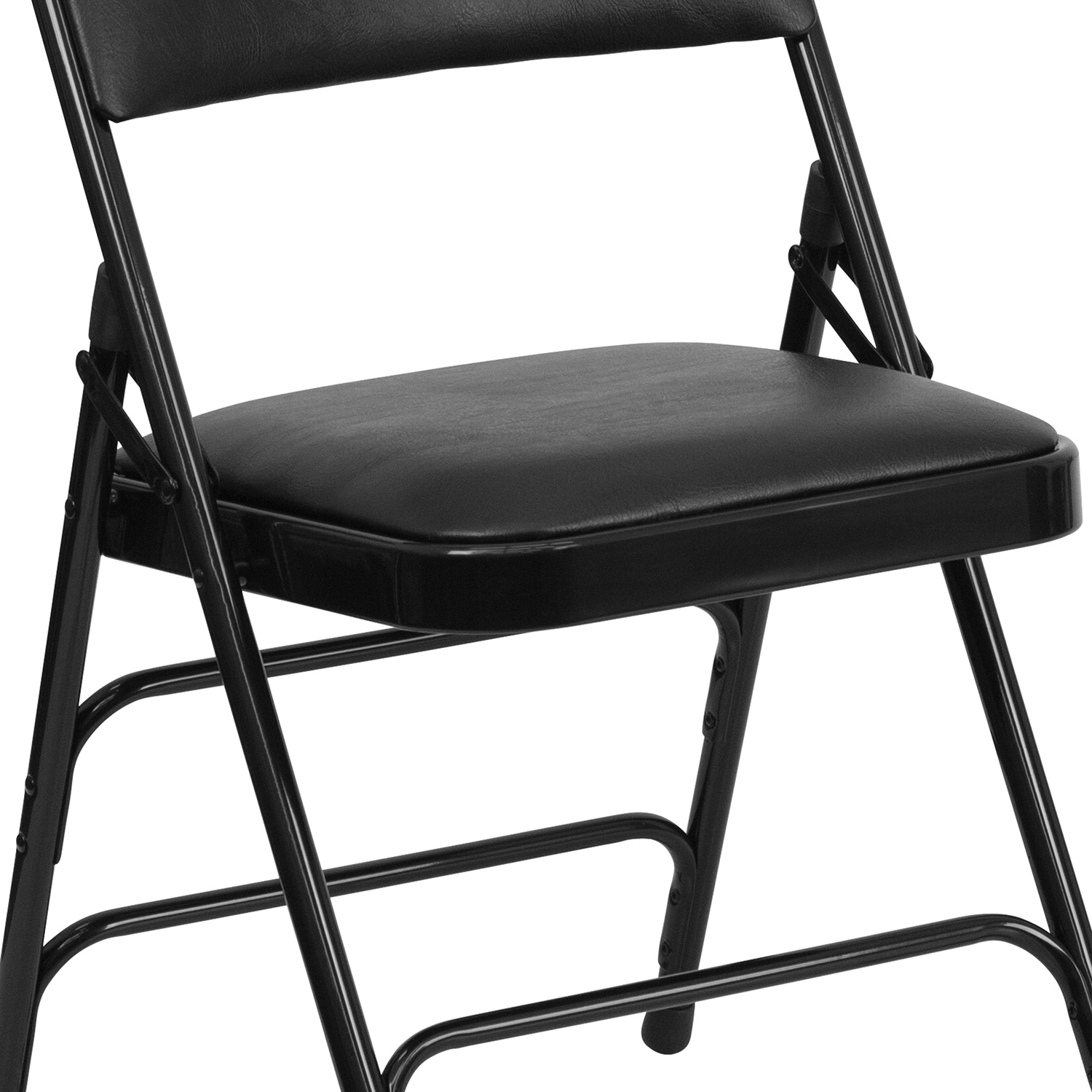 BLNK™ HERCULES Series Vinyl Curved Triple Braced and Double Hinged Metal Folding Chair - Black