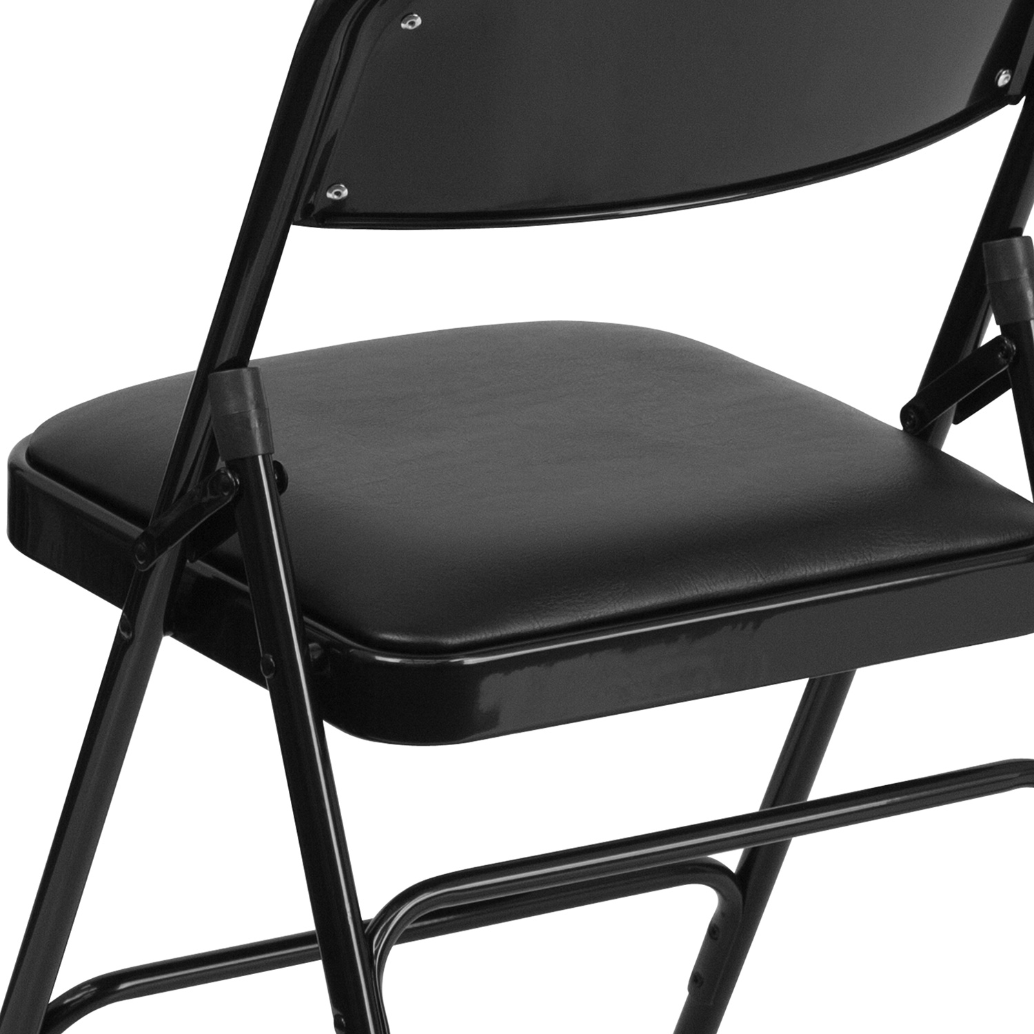 BLNK™ HERCULES Series Vinyl Curved Triple Braced and Double Hinged Metal Folding Chair - Black