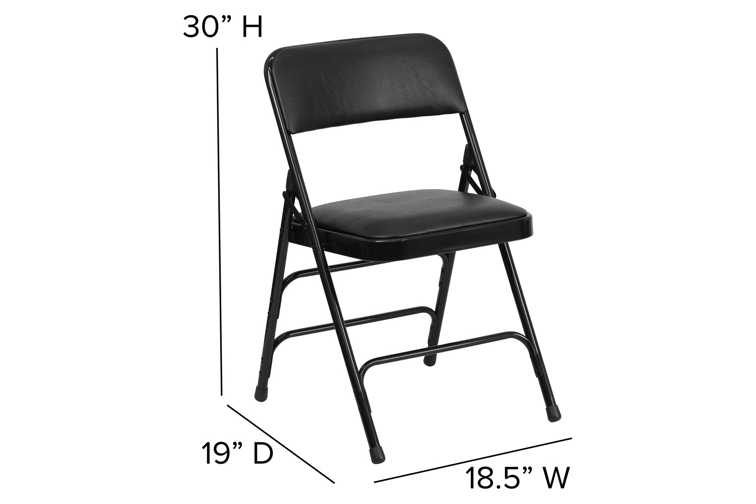 BLNK™ HERCULES Series Vinyl Curved Triple Braced and Double Hinged Metal Folding Chair - Black