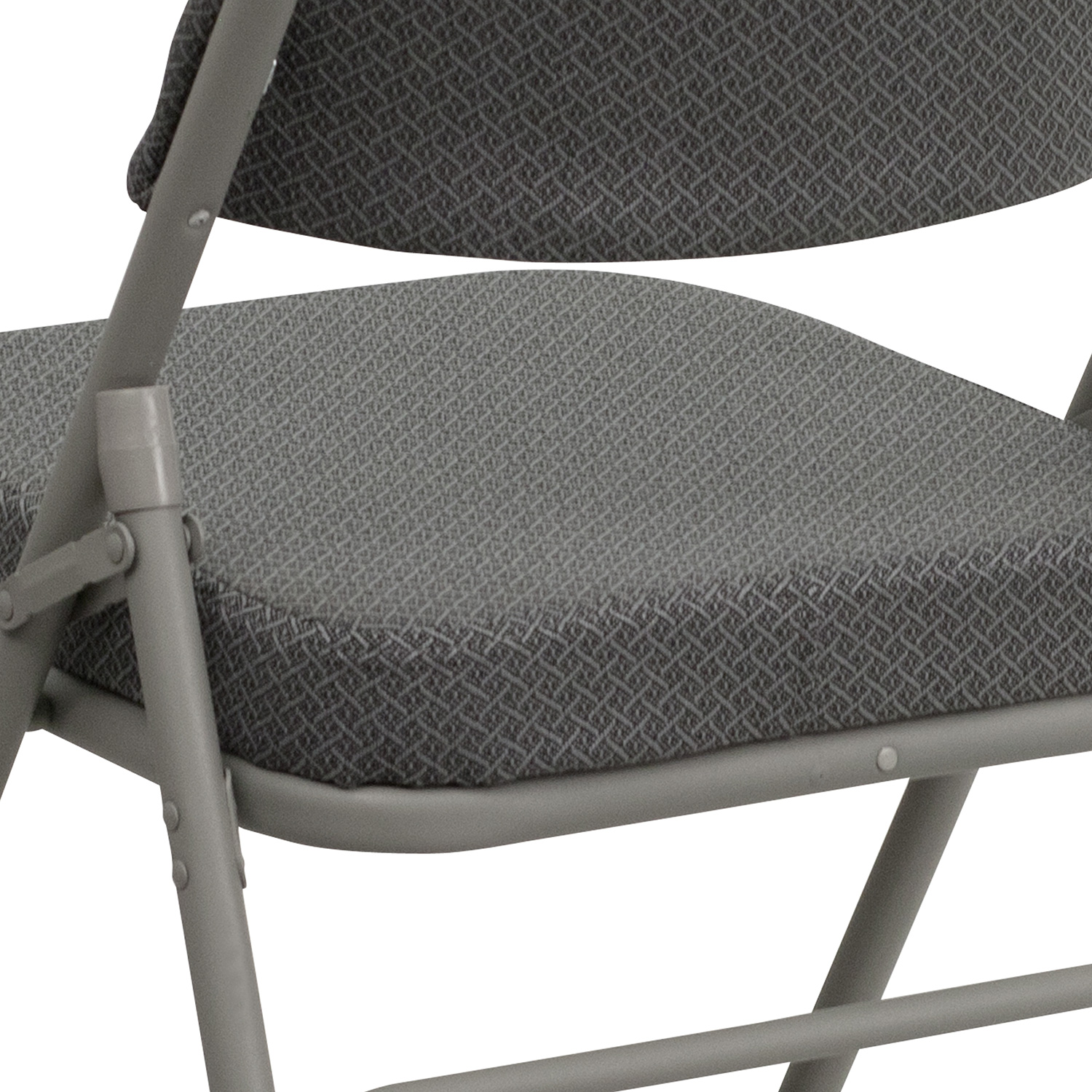 BLNK HERCULES Series Style 2 Fabric Premium Curved Triple Braced and Double Hinged Metal Folding Chair - Gray