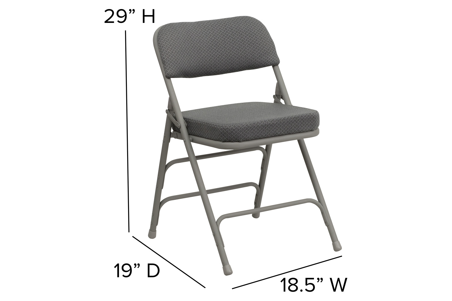 BLNK HERCULES Series Style 2 Fabric Premium Curved Triple Braced and Double Hinged Metal Folding Chair - Gray