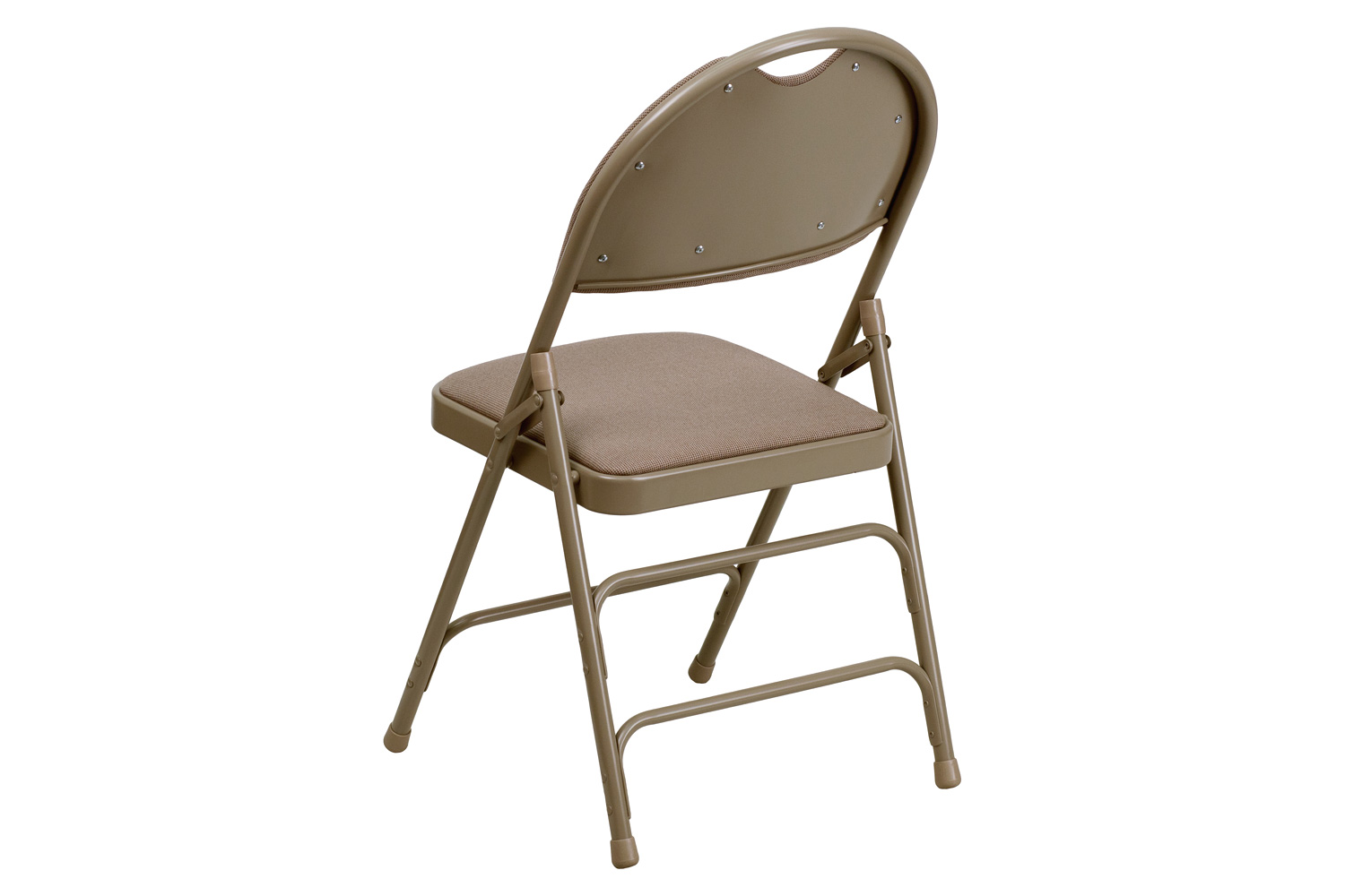 BLNK HERCULES Series Fabric Ultra-Premium Triple Braced Metal Folding Chair with Easy-Carry Handle - Beige