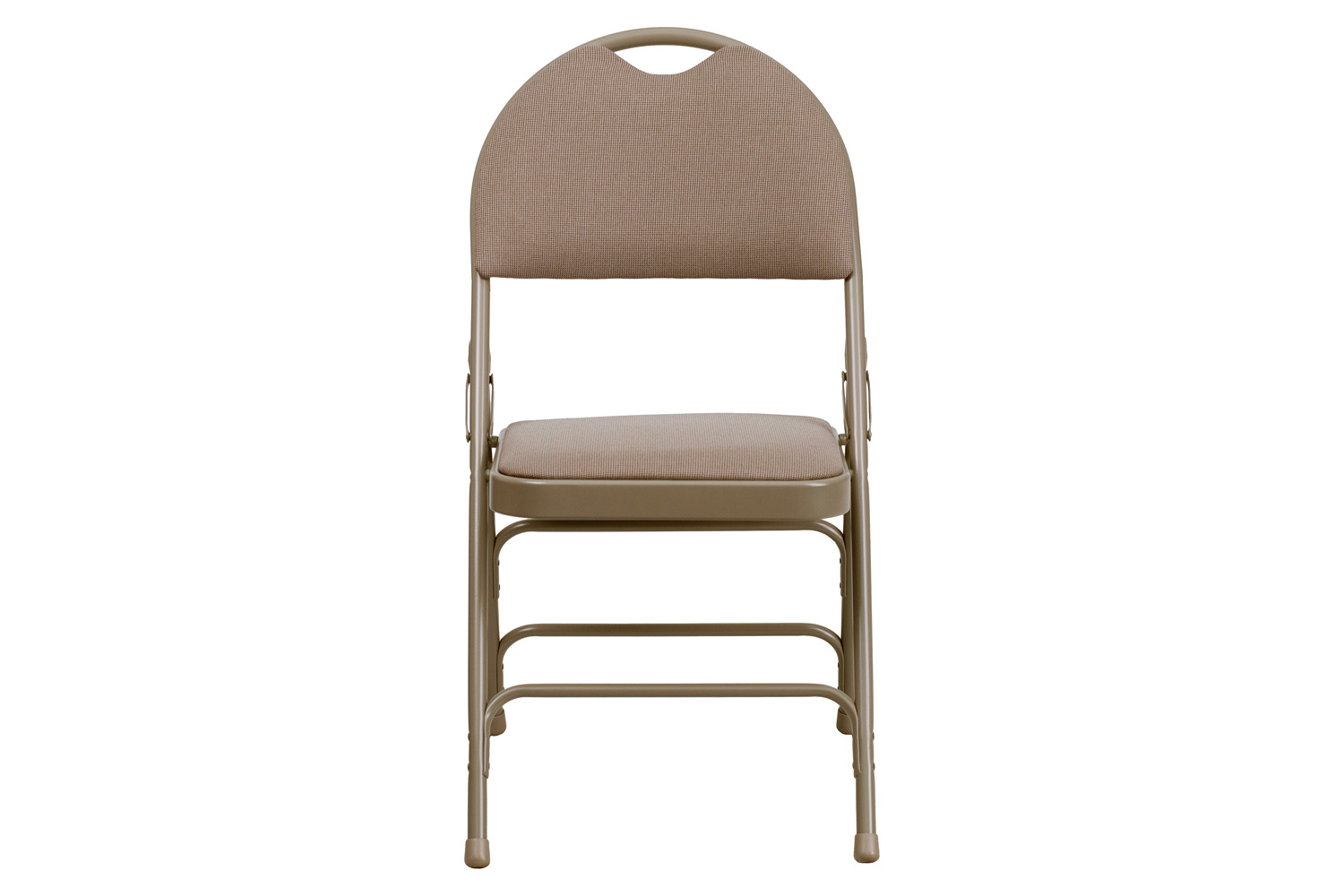 BLNK HERCULES Series Fabric Ultra-Premium Triple Braced Metal Folding Chair with Easy-Carry Handle - Beige