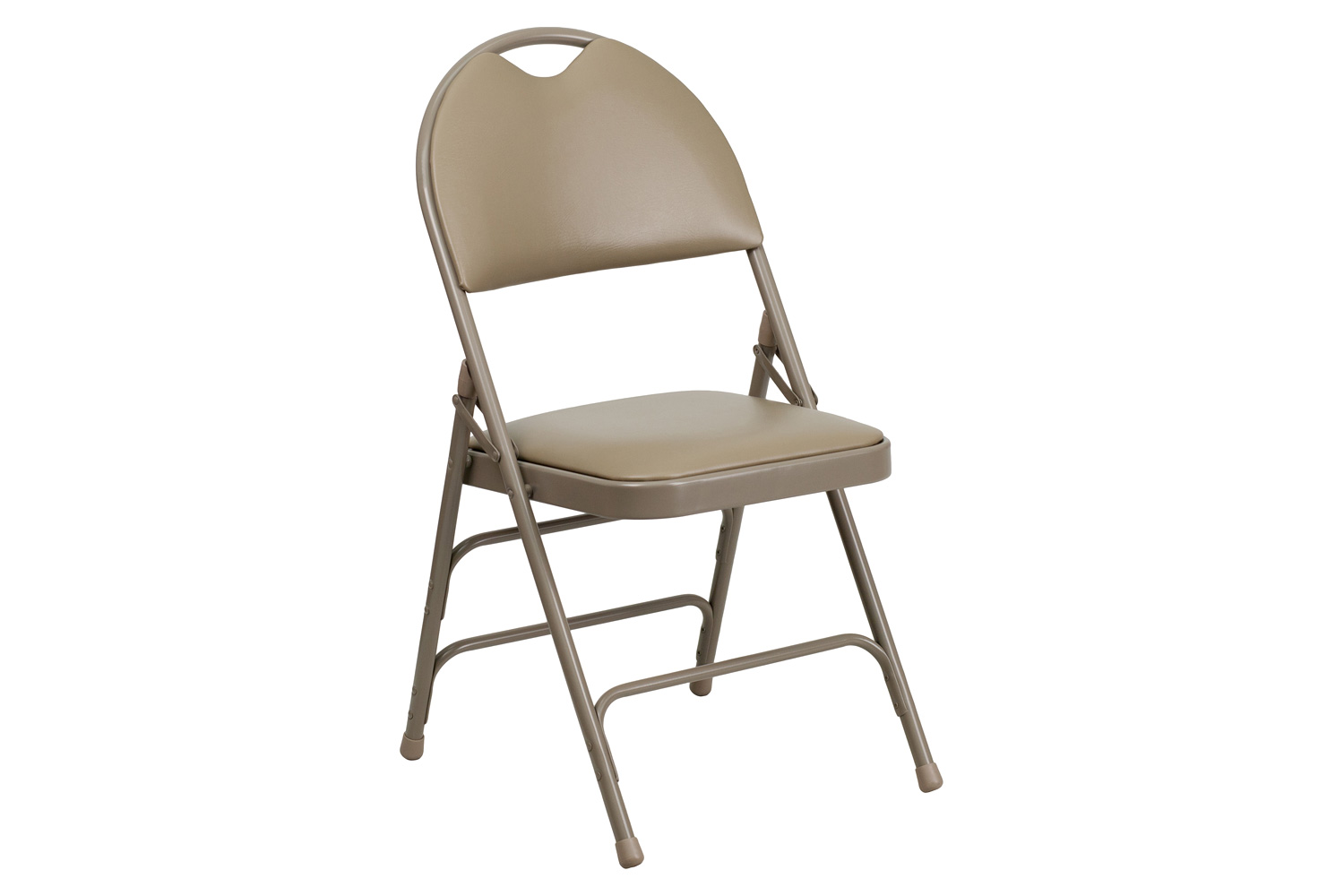 BLNK™ HERCULES Series Vinyl Ultra-Premium Triple Braced Metal Folding Chair with Easy-Carry Handle - Beige