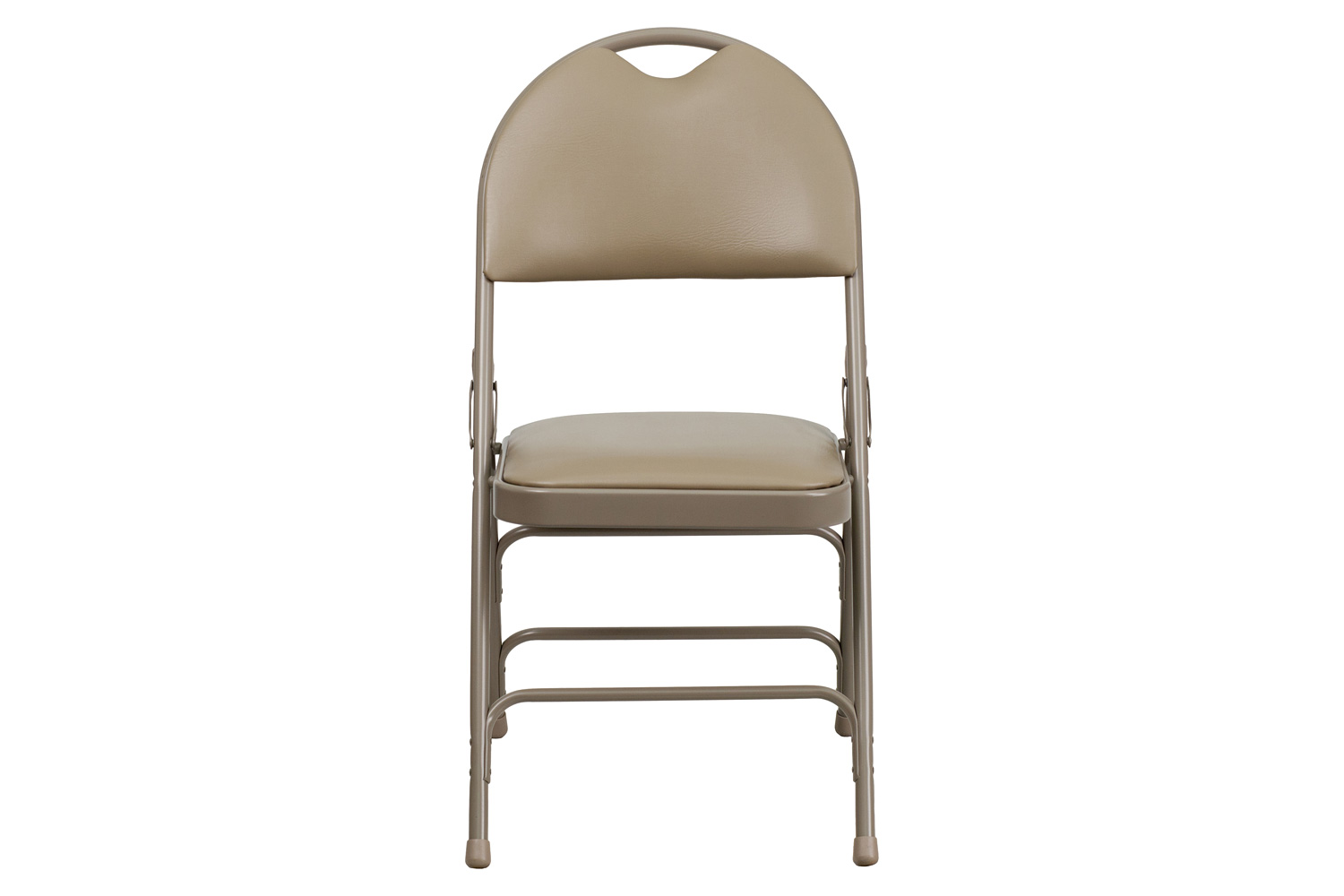 BLNK™ HERCULES Series Vinyl Ultra-Premium Triple Braced Metal Folding Chair with Easy-Carry Handle - Beige