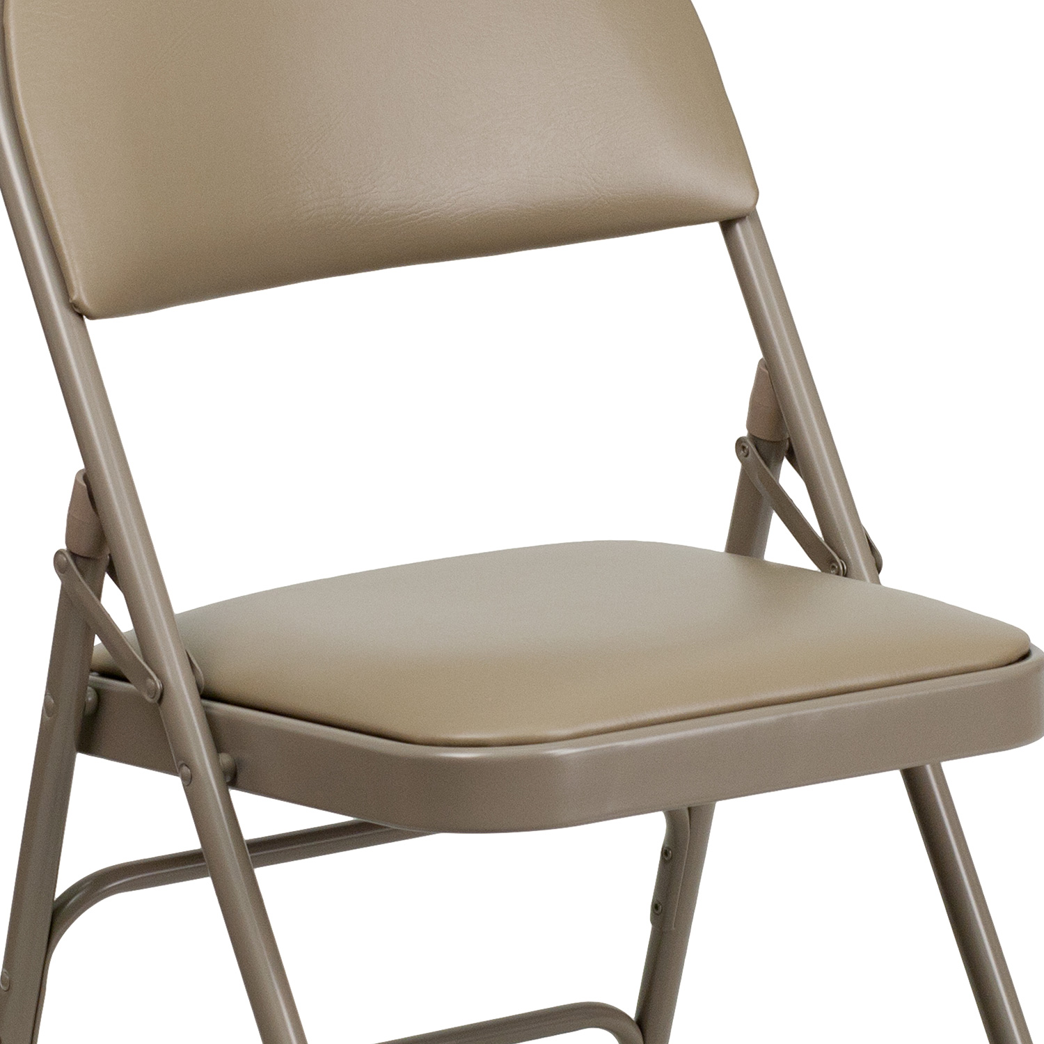 BLNK™ HERCULES Series Vinyl Ultra-Premium Triple Braced Metal Folding Chair with Easy-Carry Handle - Beige