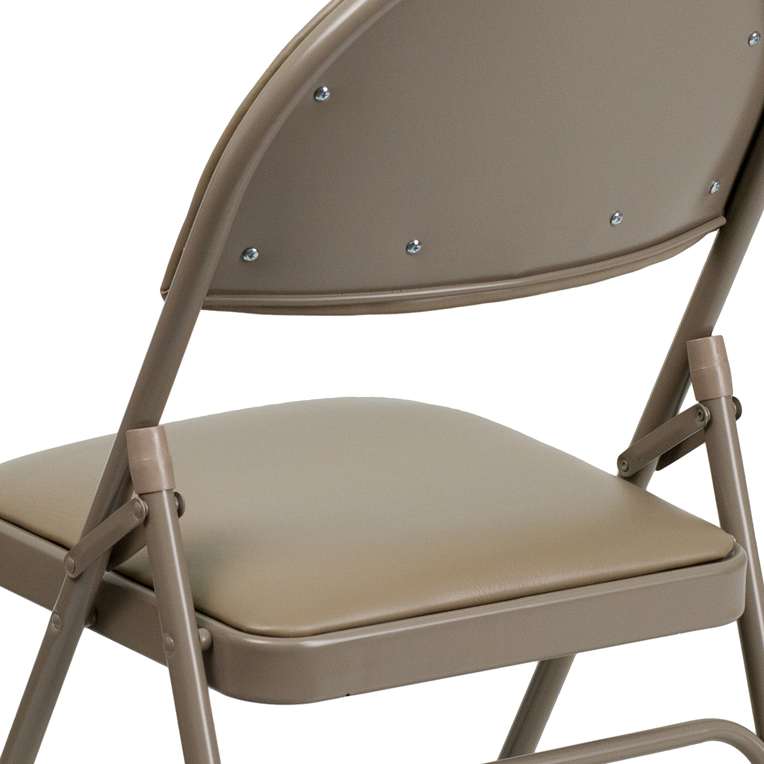 BLNK™ HERCULES Series Vinyl Ultra-Premium Triple Braced Metal Folding Chair with Easy-Carry Handle - Beige