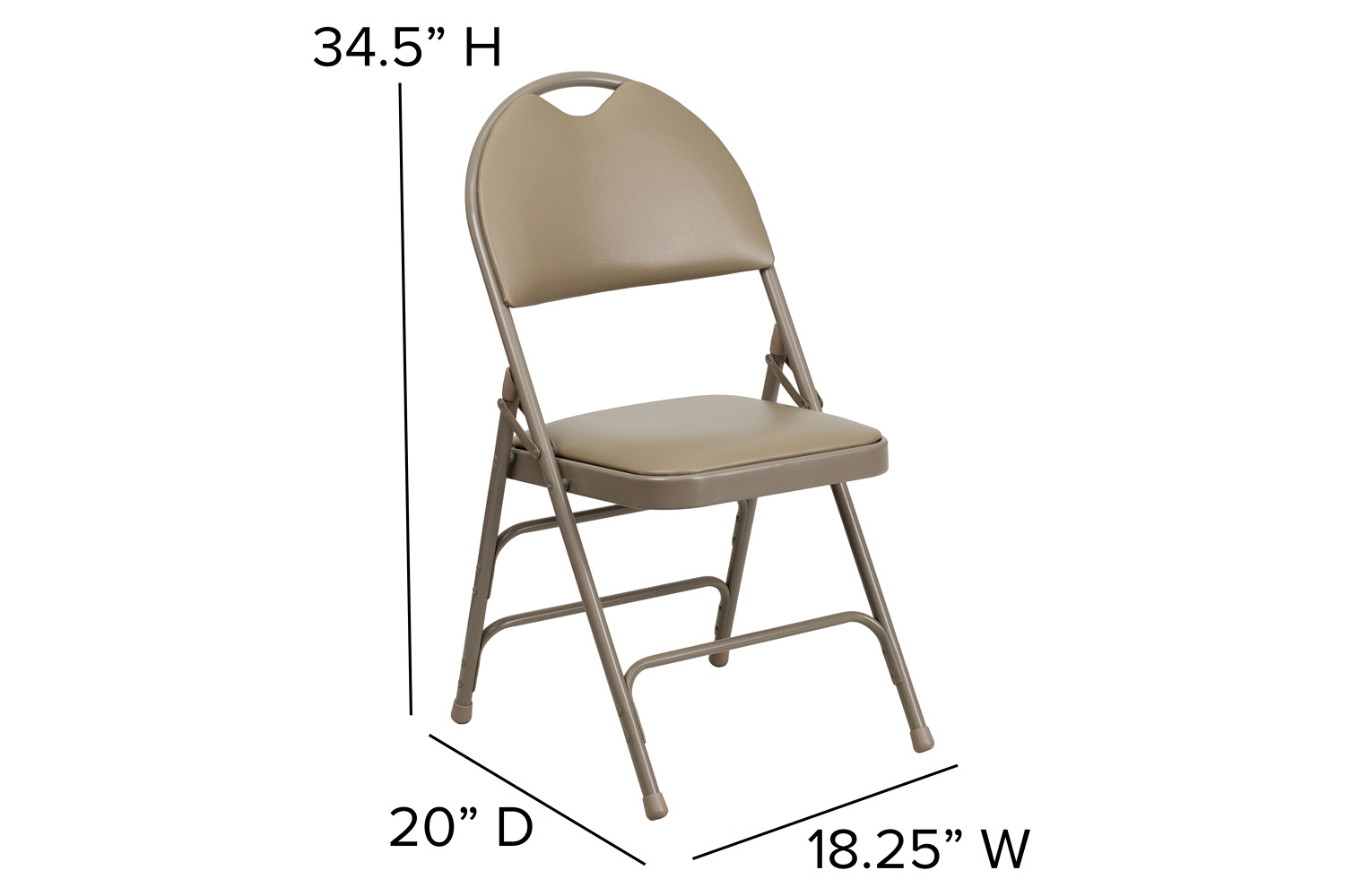 BLNK™ HERCULES Series Vinyl Ultra-Premium Triple Braced Metal Folding Chair with Easy-Carry Handle - Beige