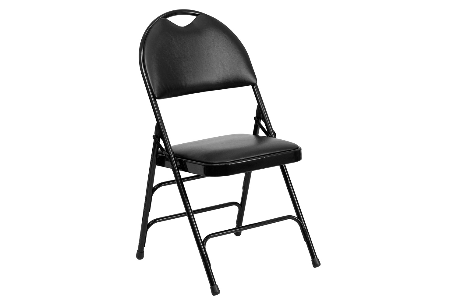 BLNK™ HERCULES Series Vinyl Ultra-Premium Triple Braced Metal Folding Chair with Easy-Carry Handle - Black