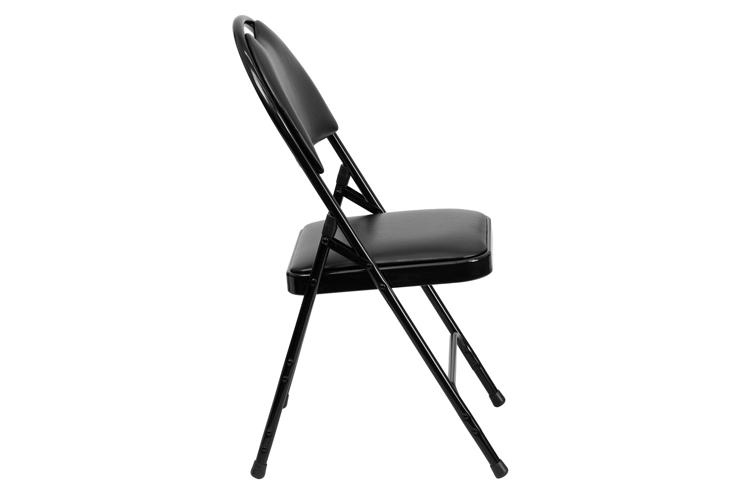 BLNK™ HERCULES Series Vinyl Ultra-Premium Triple Braced Metal Folding Chair with Easy-Carry Handle - Black