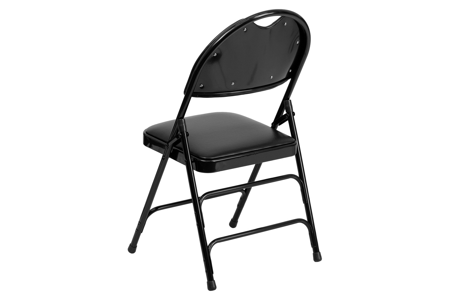 BLNK™ HERCULES Series Vinyl Ultra-Premium Triple Braced Metal Folding Chair with Easy-Carry Handle - Black